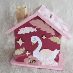 Tirelire cygne et arc en ciel personnalisée pour enfant ou cadeau de naissance