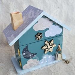 Tirelire ourson et arc en ciel personnalisée au prénom de l'enfant