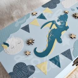 Boite à souvenirs de naissance personnalisée décoration dragon et nuages