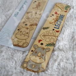 Marque page en bois pour enfant animaux de la jungle et foret tropicale