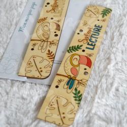 Marque page en bois pour enfant animaux de la jungle et foret tropicale