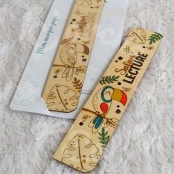 Marque page en bois pour enfant animaux de la jungle et foret tropicale