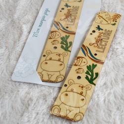 Marque page en bois pour enfant animaux de la jungle et foret tropicale