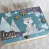 Boite à souvenirs de naissance personnalisée décoration loup et feuille de la foret