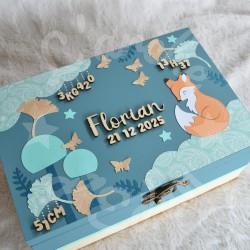 Boite à souvenirs de naissance personnalisée décoration renarde boheme