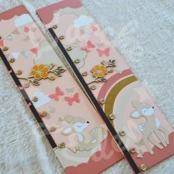 Toise pour chambre d'enfant en bois décoration Faon et papillons