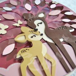 Veilleuse en bois avec biche et faon pour chambre d'enfant