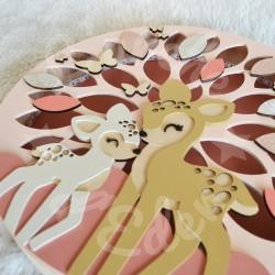 Veilleuse en bois avec biche et faon pour chambre d'enfant