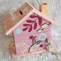 Tirelire sirene et décor marin en bois pour enfant a personnaliser