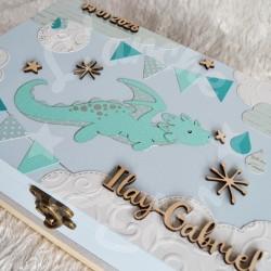 Boite à souvenirs de naissance personnalisée décoration dragon et nuages