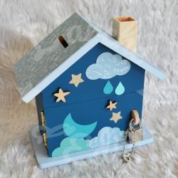 Tirelire dragon et étoiles en bois pour enfant a personnaliser