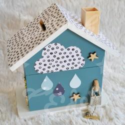 Tirelire panda et arc en ciel en bois pour enfant a personnaliser