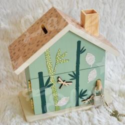 Tirelire panda et foret de bambous en bois pour enfant a personnaliser