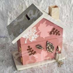 Tirelire faon et feuilles d automne en bois pour enfant a personnaliser