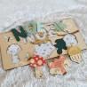 Puzzle Prénom en bois pour enfant avec renard et decor d automne