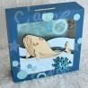 Tirelire baleine pour enfant en forme de cadre en bois et vitre transparente