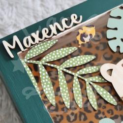 Tirelire arc en ciel et papillons pour enfant en forme de cadre en bois et vitre transparente