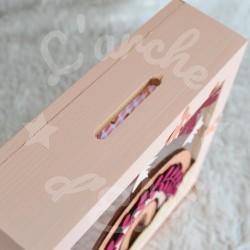 Tirelire ourson pour enfant en forme de cadre en bois et vitre transparente