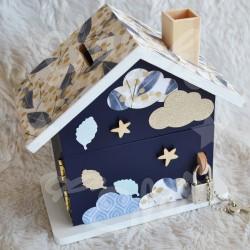 Tirelire lapin et feuiles d automne personnalisée au prénom de l'enfant