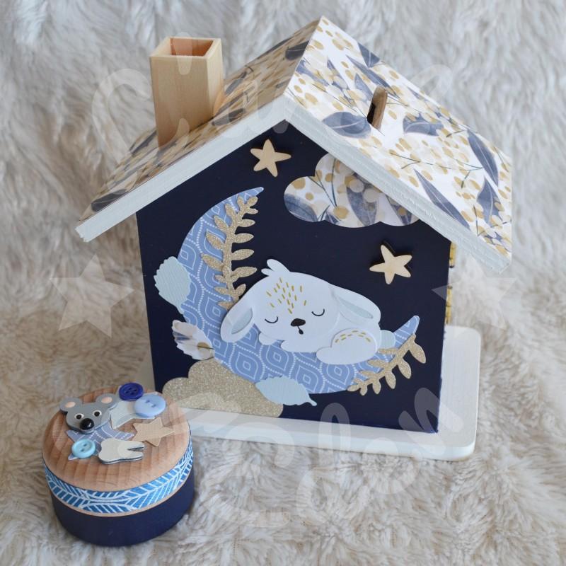 Tirelire lapin et feuiles d automne personnalisée au prénom de l'enfant