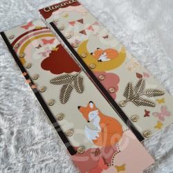 Toise pour chambre d'enfant en bois décoration renard et papillons