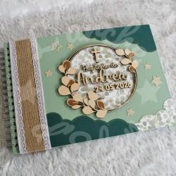 Decoration de bapteme urne et livre d or thème branche d'eucalyptus à personnaliser