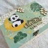 Boite à souvenirs de naissance personnalisée décoration panda dans la jungle