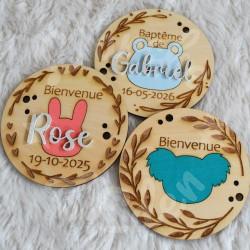 Medaillon de naissance en bois a personnaliser