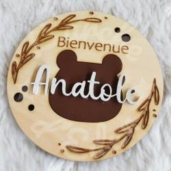 Medaillon de naissance en bois a personnaliser