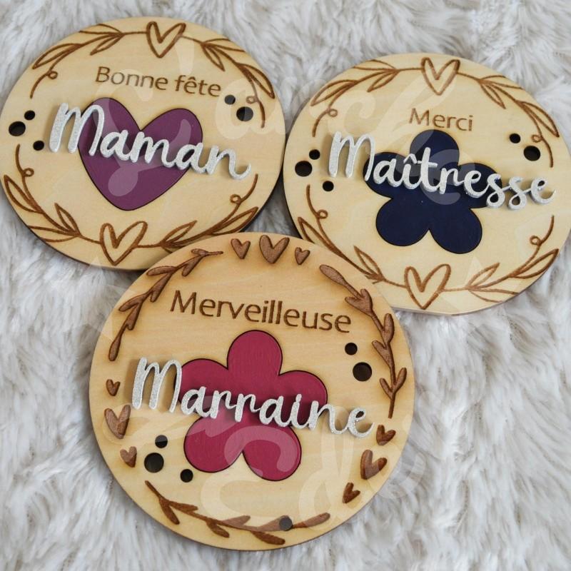 Medaillon en bois personnalisé a offrir