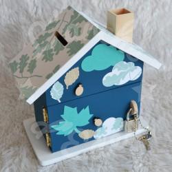 Tirelire faon et décor d automne personnalisée au prénom de l'enfant