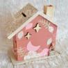 Tirelire renard et decor boho en bois pour enfant a personnaliser