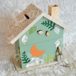 Tirelire renard et decor boho en bois pour enfant a personnaliser