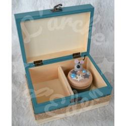 Cadeau de naissance Faon et décor de la foret composé d'une tirelire, d'une boite à dents et d'une boite a trésors