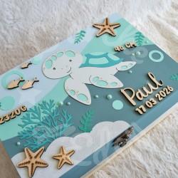 Boite à souvenirs de naissance personnalisée décoration tortue marine
