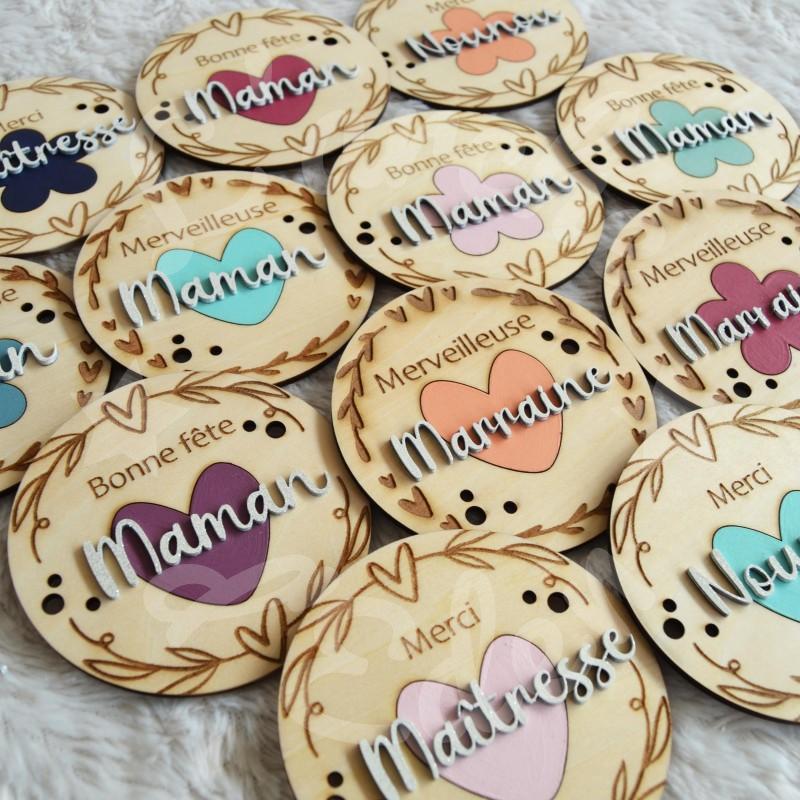 Medaillon en bois personnalisé a offrir