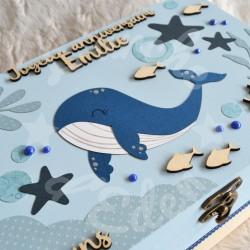 Boite à souvenirs de naissance personnalisée décoration baleine