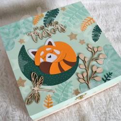 Boite à trésors en bois Panda roux pour souvenirs d enfant