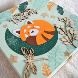 Boite à trésors en bois Panda roux pour souvenirs d enfant