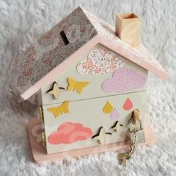Tirelire renard et arc en ciel personnalisée au prénom de l'enfant