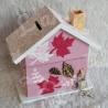 Cadeau de naissance thème faon et décor d automne, boite à souvenirs personnalisée avec une tirelire et boite a dents