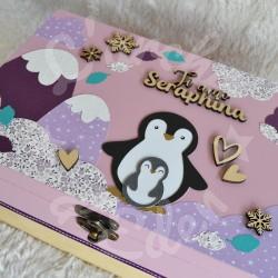 Boite à souvenirs de naissance personnalisée décoration Pingouin