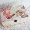 Boite à souvenirs de naissance personnalisée décoration renard et arc en ciel