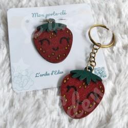 Porte clé bois en forme de fruit Kawaii