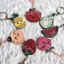 Porte clé bois en forme de fruit Kawaii