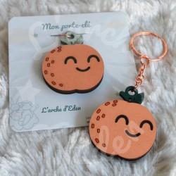 Porte clé bois en forme de fruit Kawaii