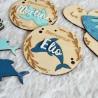 Medaillon de naissance en bois a personnaliser theme mer et ocean