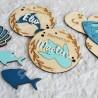 Medaillon de naissance en bois a personnaliser theme mer et ocean