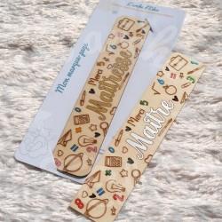 Marque page en bois pour cadeau de fin d annee Merci maitresse ou Maitre