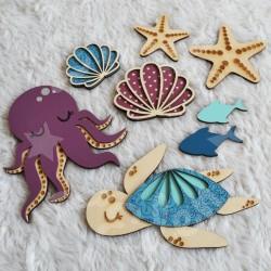 Décoration animaux de la mer en bois